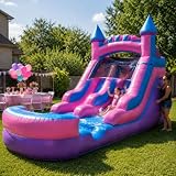 Pogo Bounce House Pink Crossover Inflatable Water Slide | 12-Foot Tall x 21-Foot Long x 9-Foot Wide | Includes Blower, Anchor Stakes, and Storage Bag